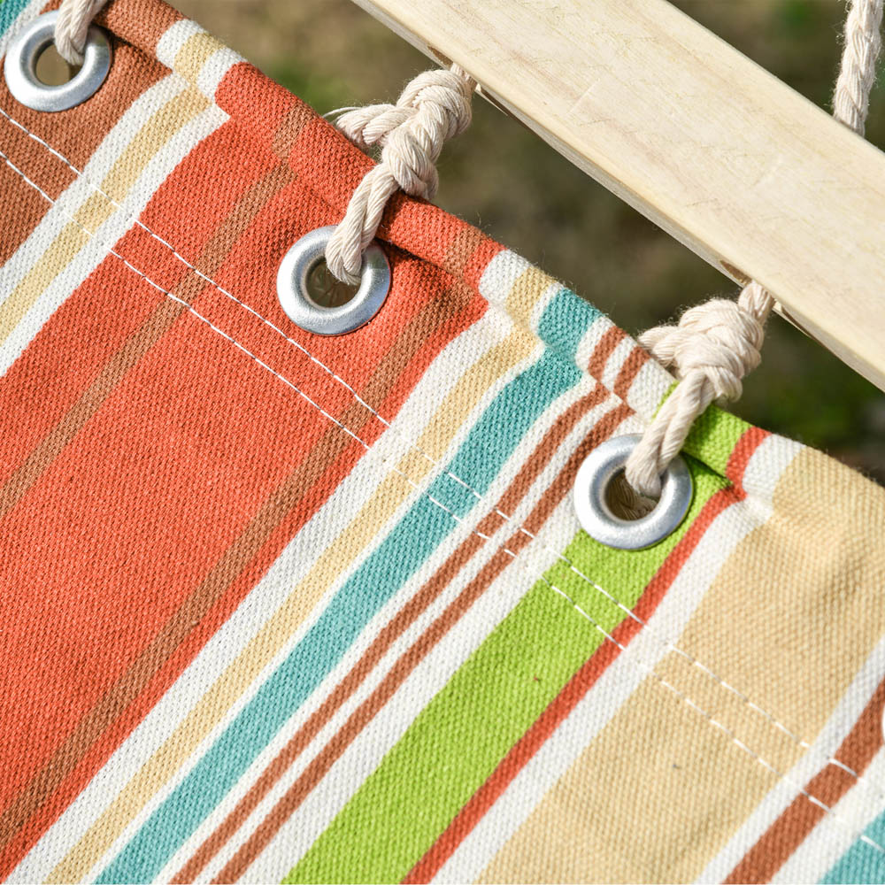 Outsunny Multicolour Striped Cotton Double Hammock Image 3