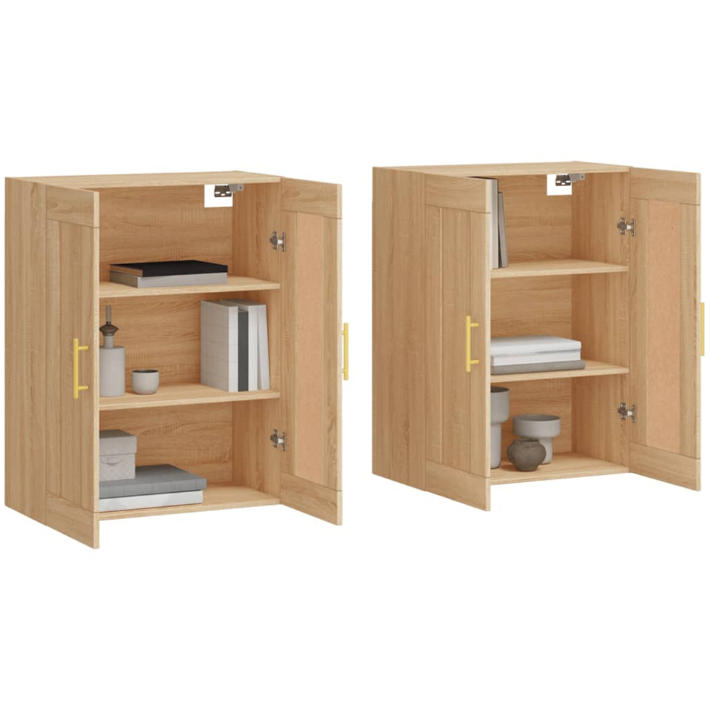 vidaXL 2 Door Brown Sonoma Oak Wall Mounted Cabinet 2 Pack Image 3