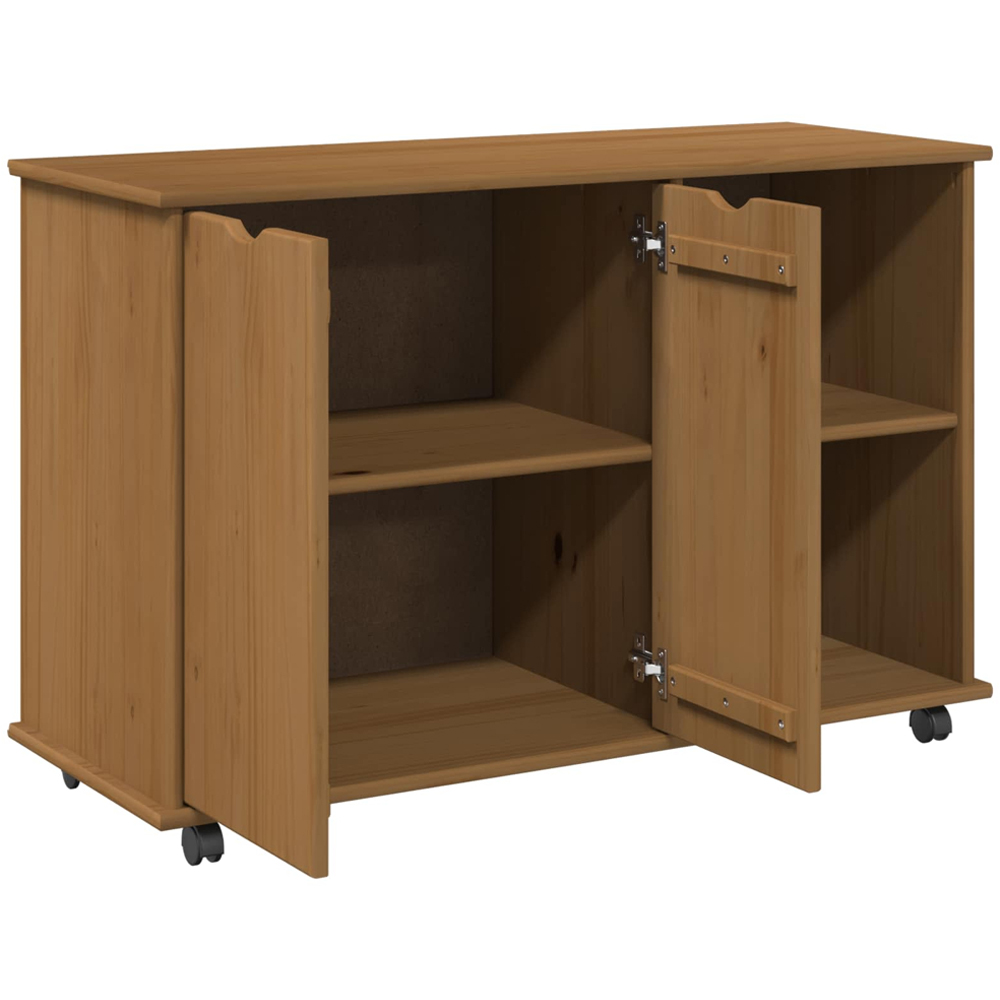 vidaXL 2 Door 2 Shelf Brown Minimalist Rolling Storage Cabinet Image 4