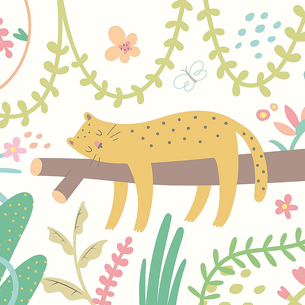 Origin Murals Sleeping Jungle Leopard Green Wall Mural Image 2