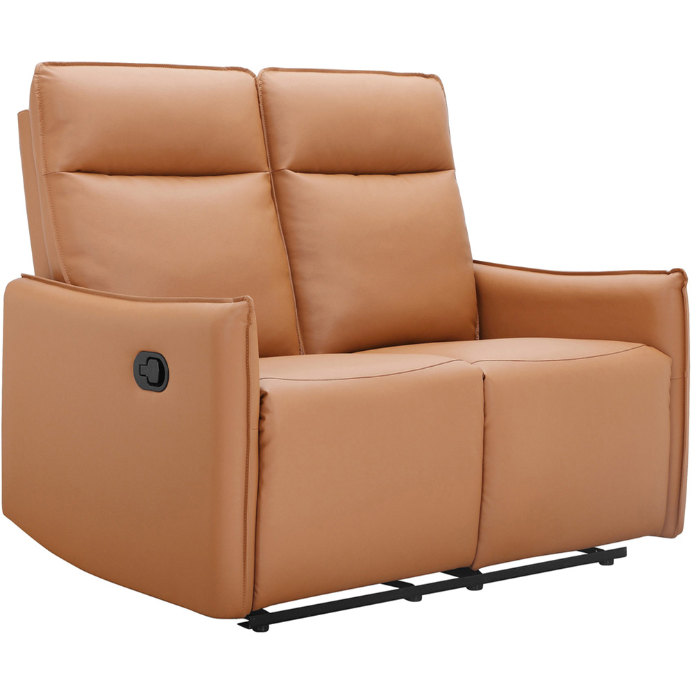 Dorel Lugo 2 Seater Cognac PU Manual Recliner Sofa Image 2