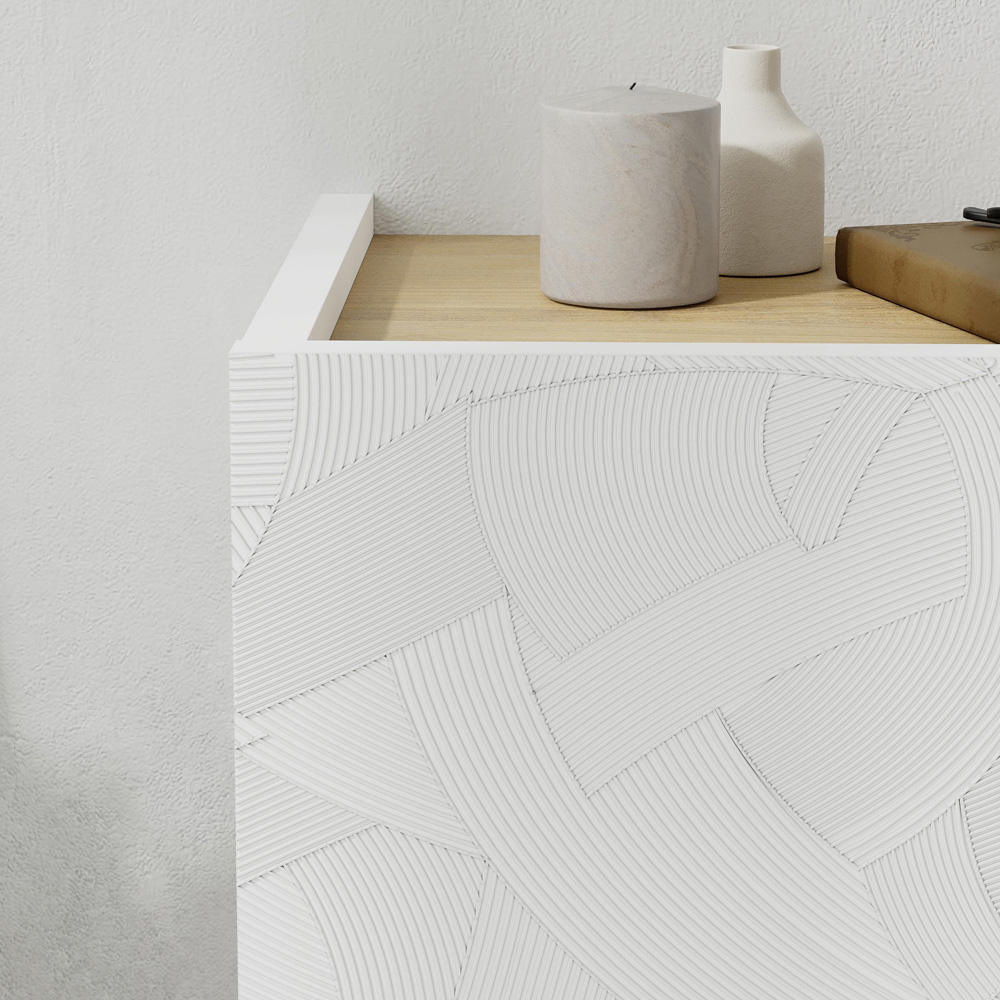 Decortie Onda Single Drawer White Wall-Mounted Bedside Table Image 3
