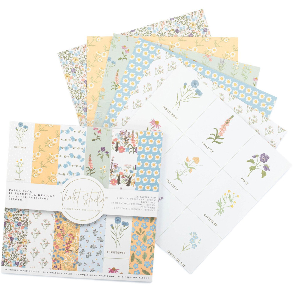 Crafter's Companion Violet Studio Amongst The Wildflowers Paper Pack - 6in x 6in Image 2