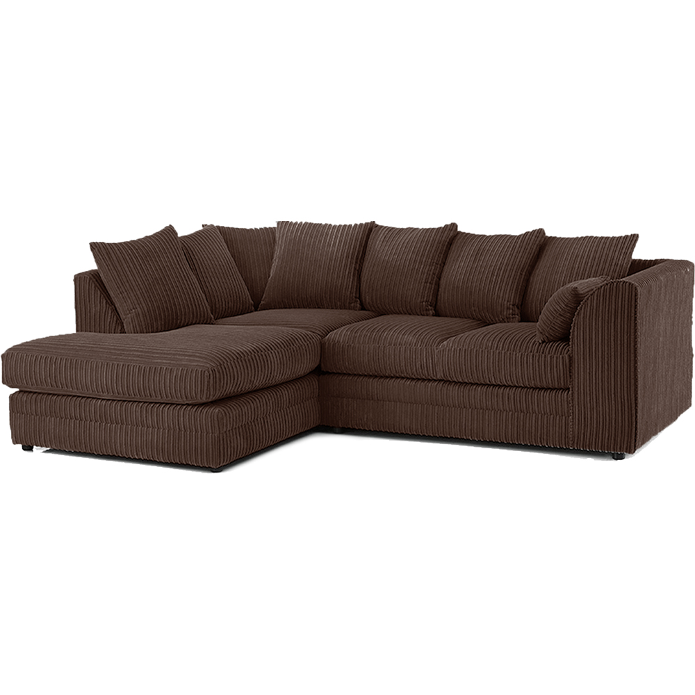 Portland Luxor 4 Seater Chocolate Jumbo Cord Left Hand L Shape Corner Sofa Image 2