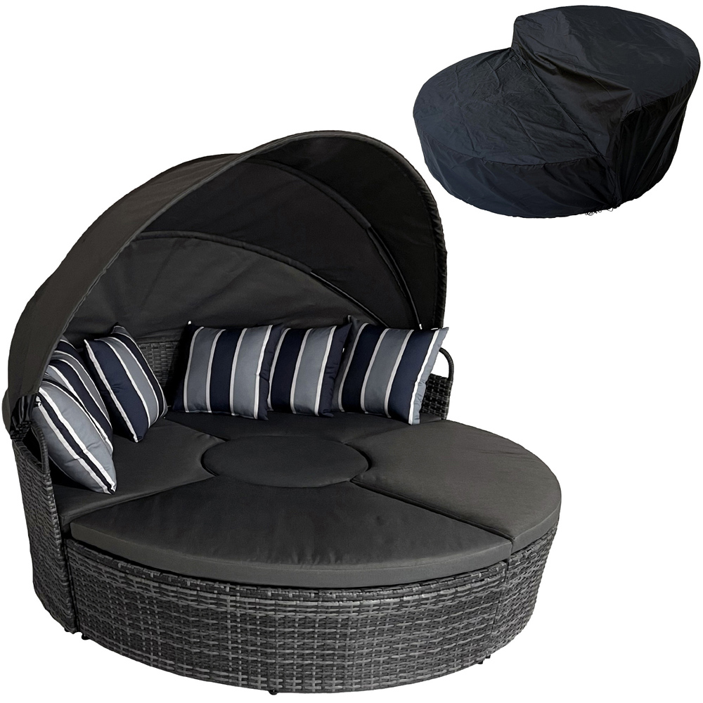 Furniture One 8 Seater Rattan Sun Lounger Sofa Set with Canopy 180cm Image 4
