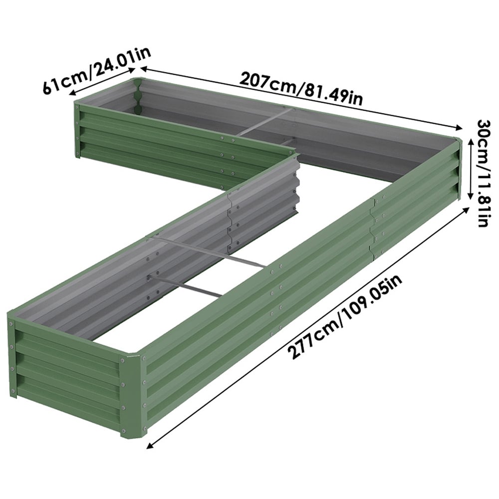 Living and Home Light Green L Shape Galvanized Steel Raised Garden Bed 207 x 277cm Image 8