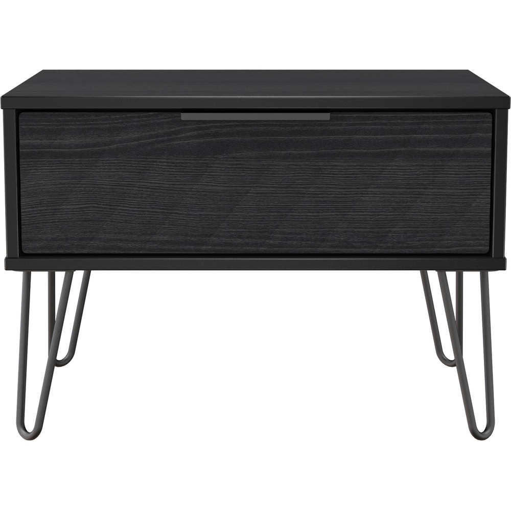Crowndale Harlequin Single Drawer Black Ash Wide Side Table Ready Assembled Image 3