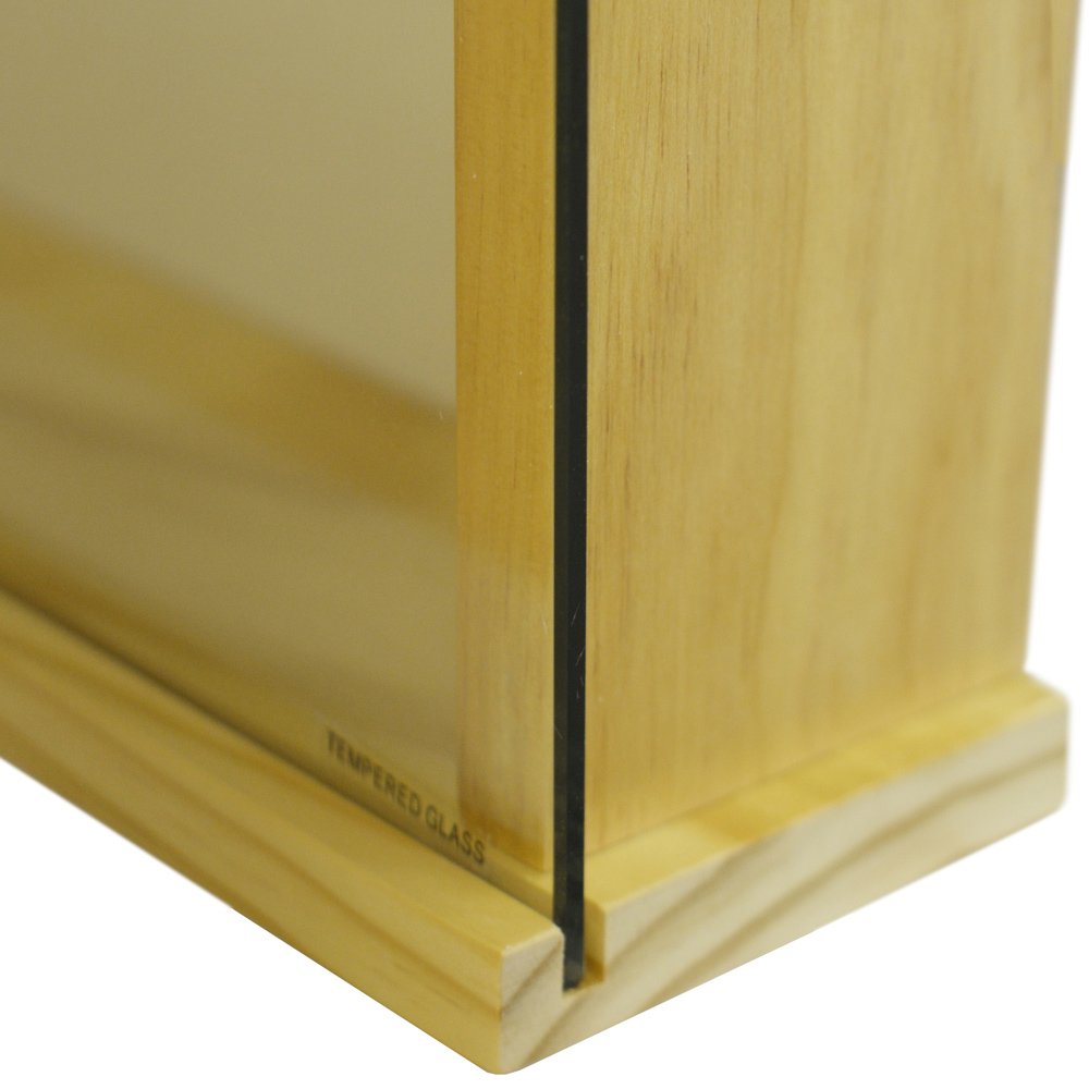 Watsons Exhibit 6 Shelf Pine Glass Wood Wall Display Cabinet Image 6
