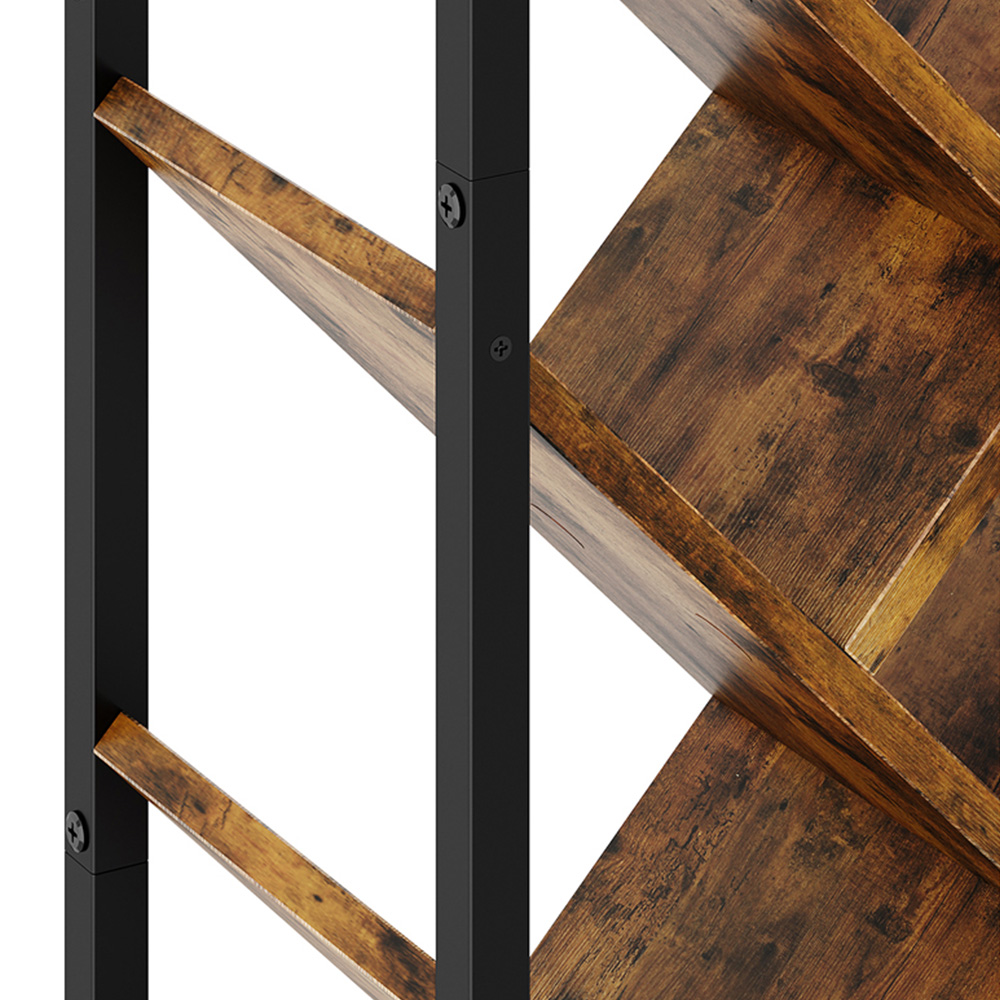 Living and Home 9 Shelf Black and Dark Wood Freestanding Tree Bookcase Image 4