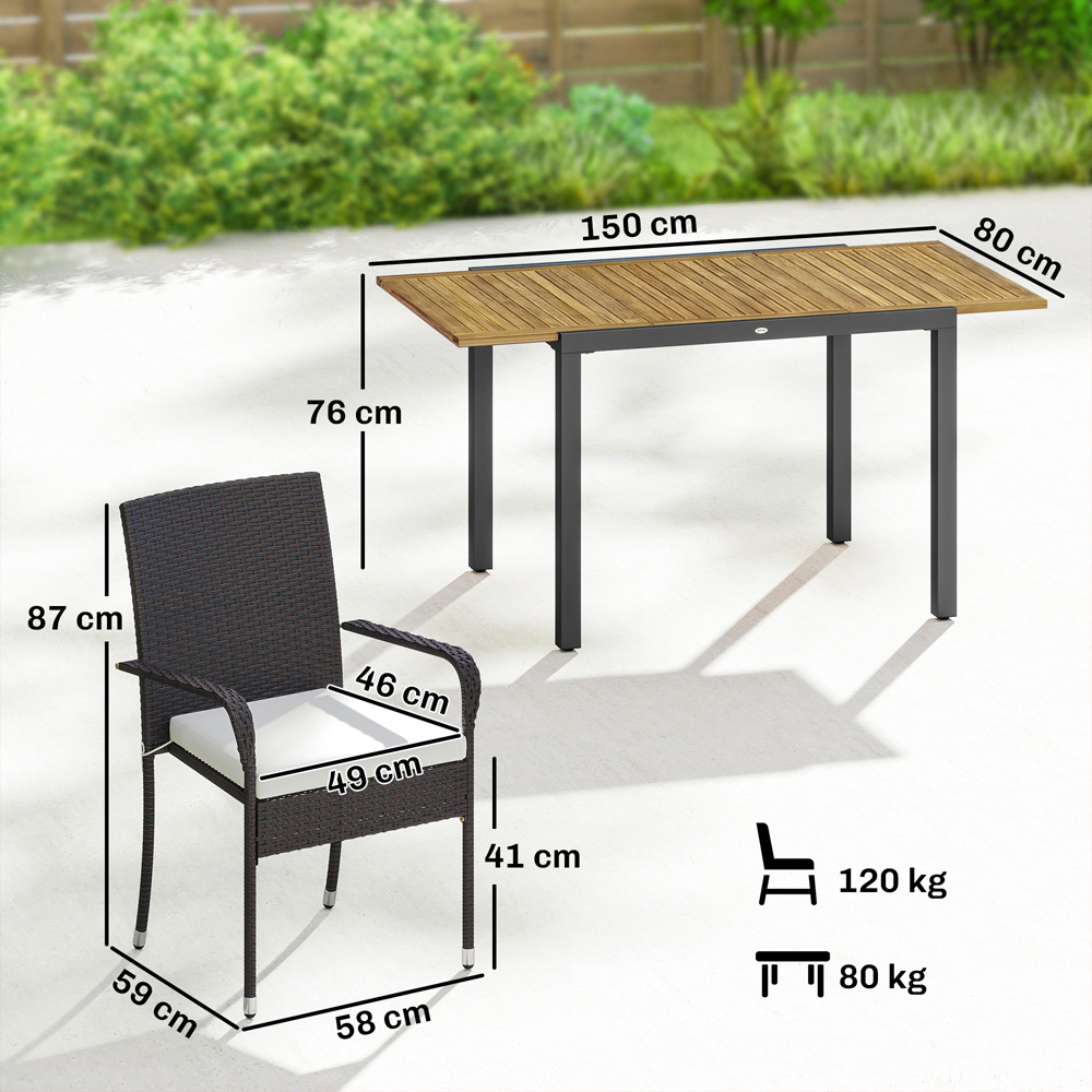 Outsunny 6 Seater Rattan Garden Furniture Set Cream Image 8