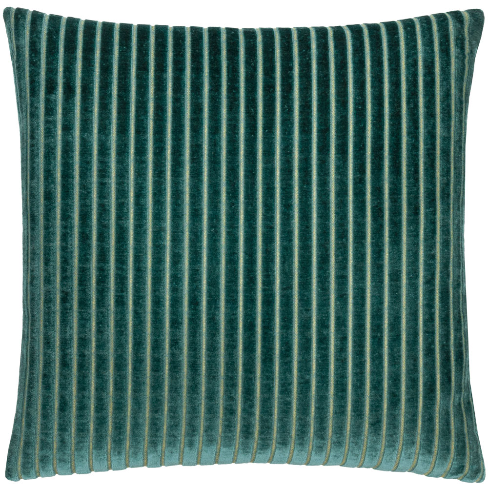 Paoletti Christmas Savoy Teal Stripe Velvet Reversible Cushion 50 x 50cm Image 1