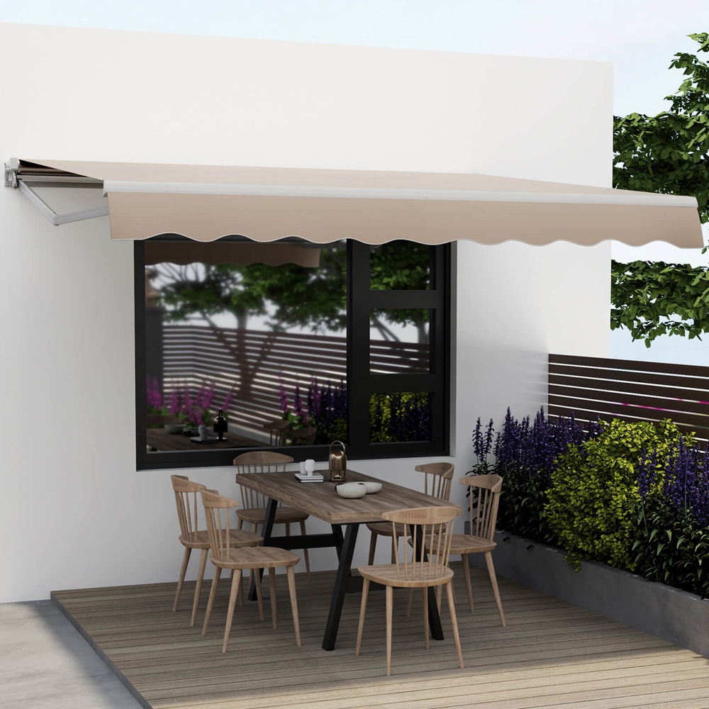 Costway Beige Retractable Manual Patio Awning 4 x 2.5m Image 3
