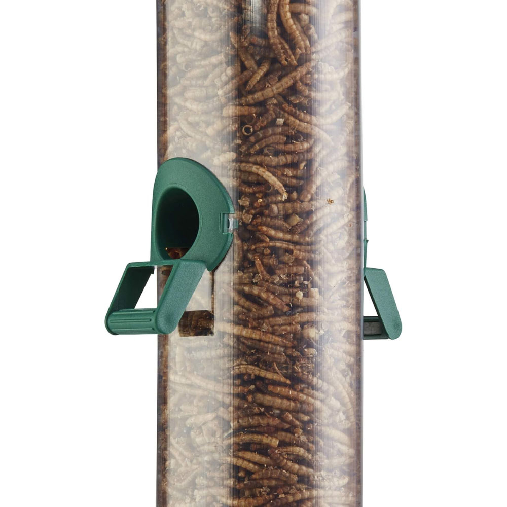 Happy Beaks 4 Port Plastic Hanging Bird Mealworm Feeder with Tray Image 5
