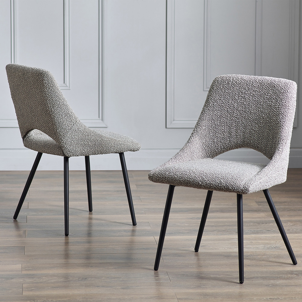 Julian Bowen Grey Iris Boucle Dining Chairs Set of 2 Image 1