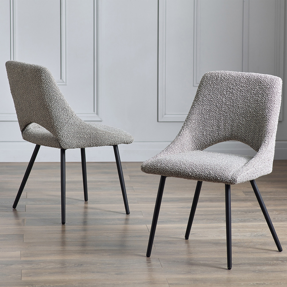 Julian Bowen Set of 2 Grey Iris Boucle Dining Chairs Image 1