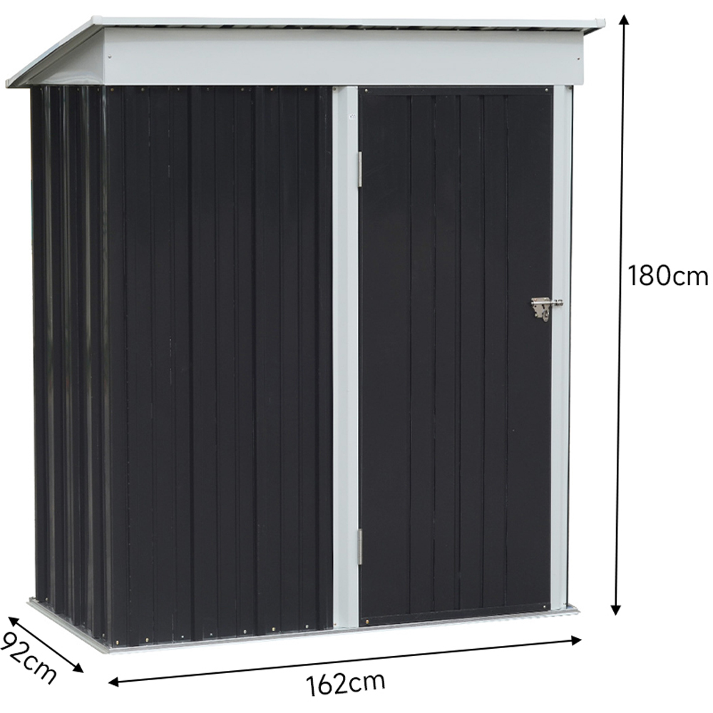 Living and Home 5.3 x 3ft Black Single Slope Roof Steel Outdoor Storage Shed with Shelves Image 9