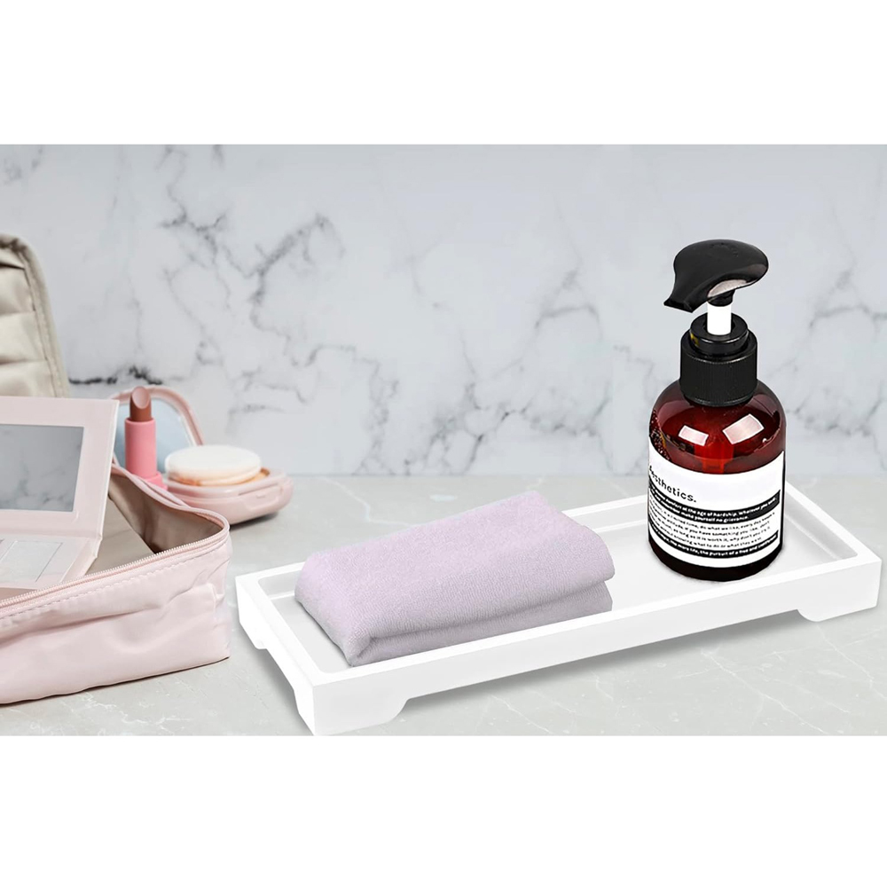 ATEK Small White Multi-Purpose Resin Vanity Serving Tray Image 3