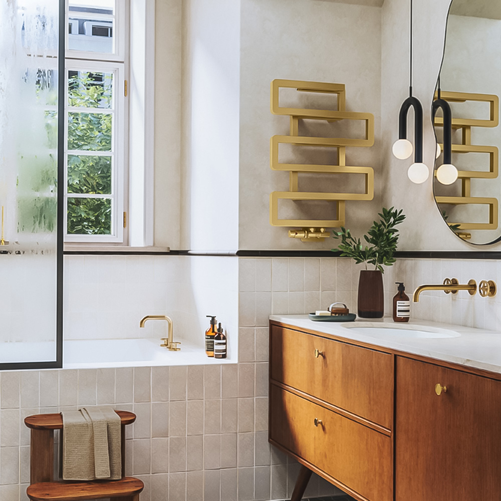 Terma Bookie Brass Heated Towel Rail 655 x 500mm Image 8
