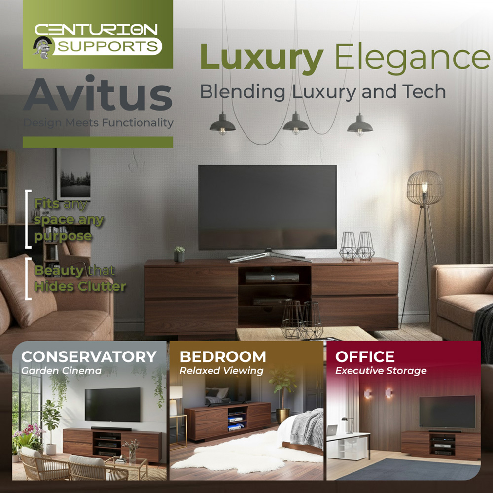 Centurion Supports Avitus 4 Drawer 3 Shelf Premium Walnut TV Unit Image 3