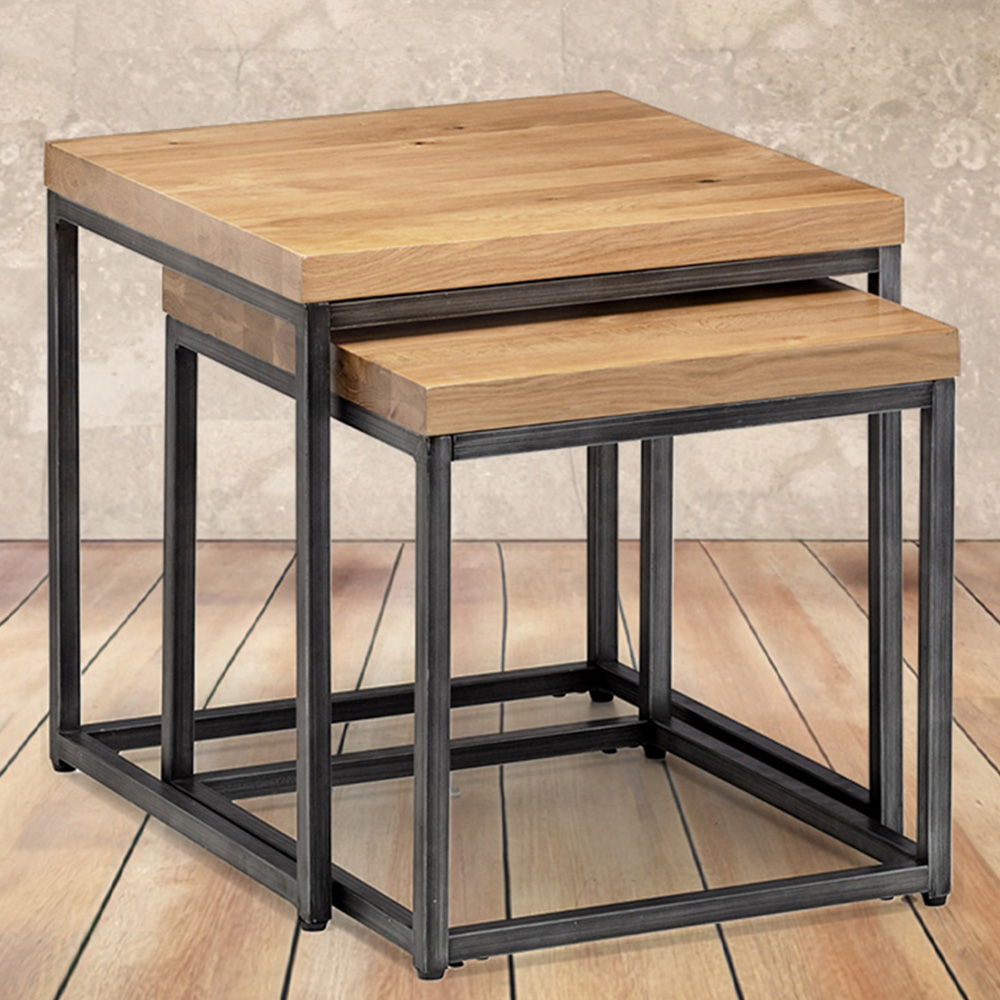 Julian Bowen Brooklyn Oak Nest of Tables Set of 2 Image 1