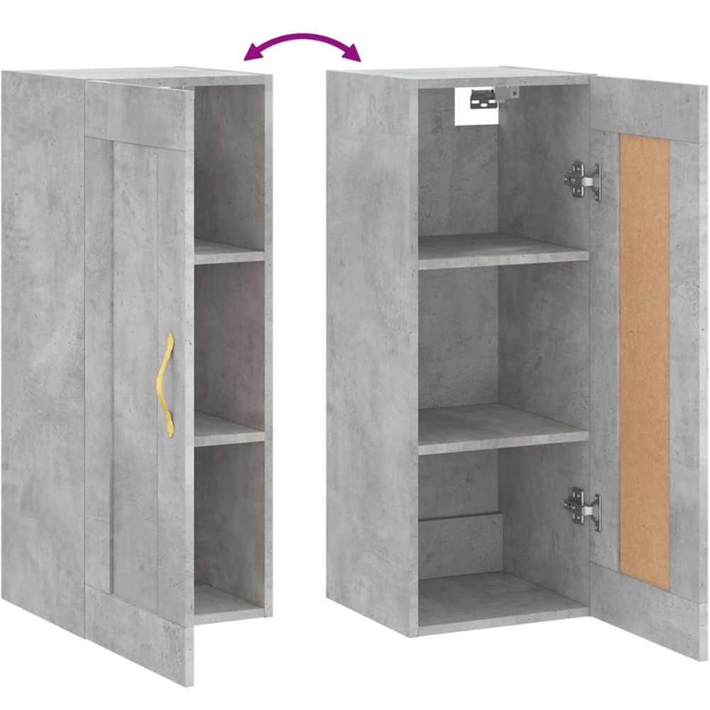 vidaXL Single Door Concrete Grey Wall Mounted Slim Cabinet Image 9