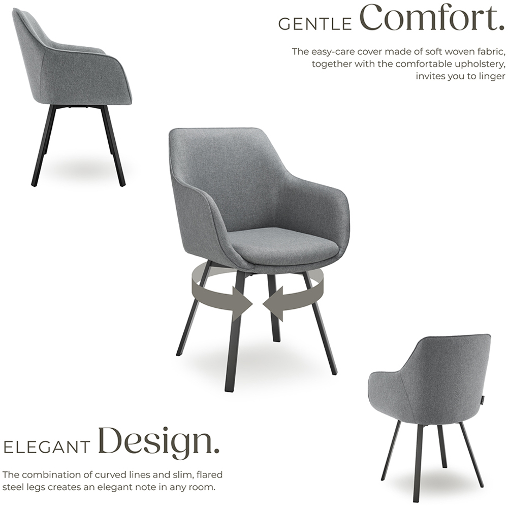tectake Alicon Set of 2 Anthracite Dining Chair Image 3