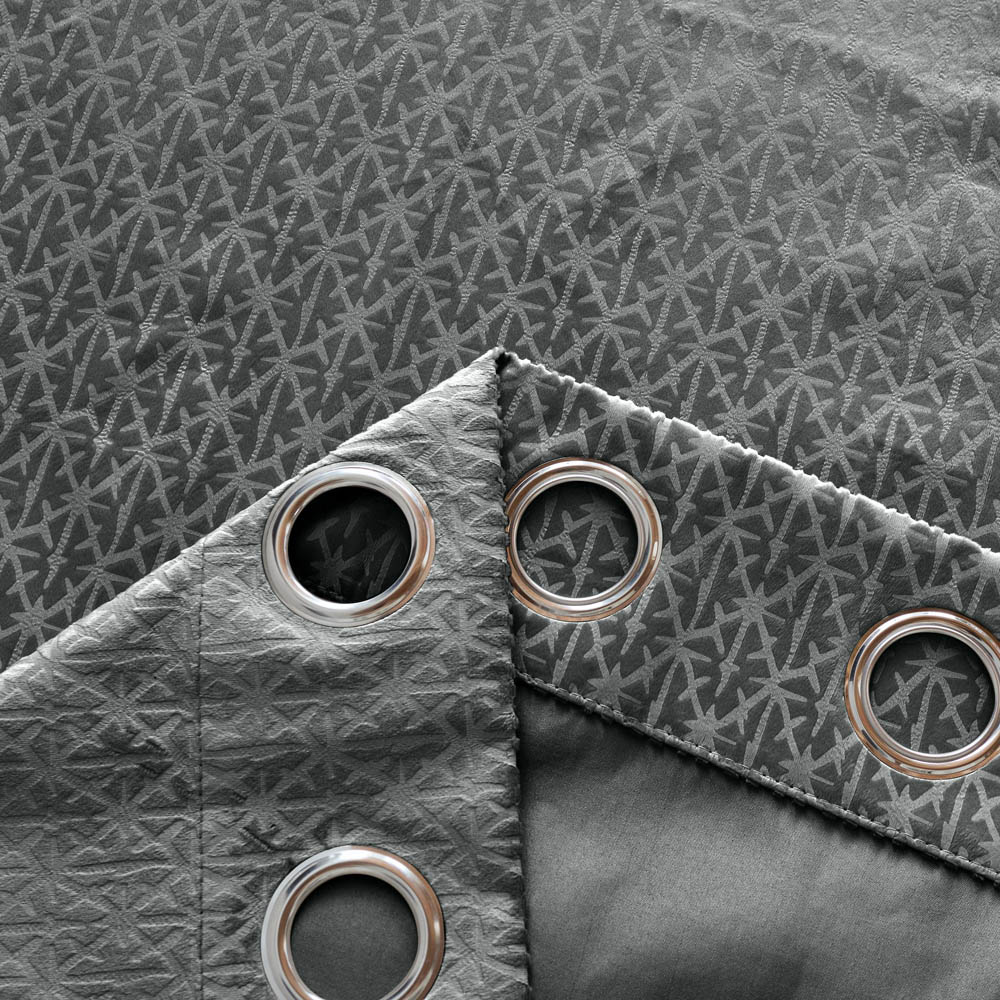 Alan Symonds Temple Charcoal Velvet Blackout Ring Top Eyelet Curtains 168 x 229cm Image 3