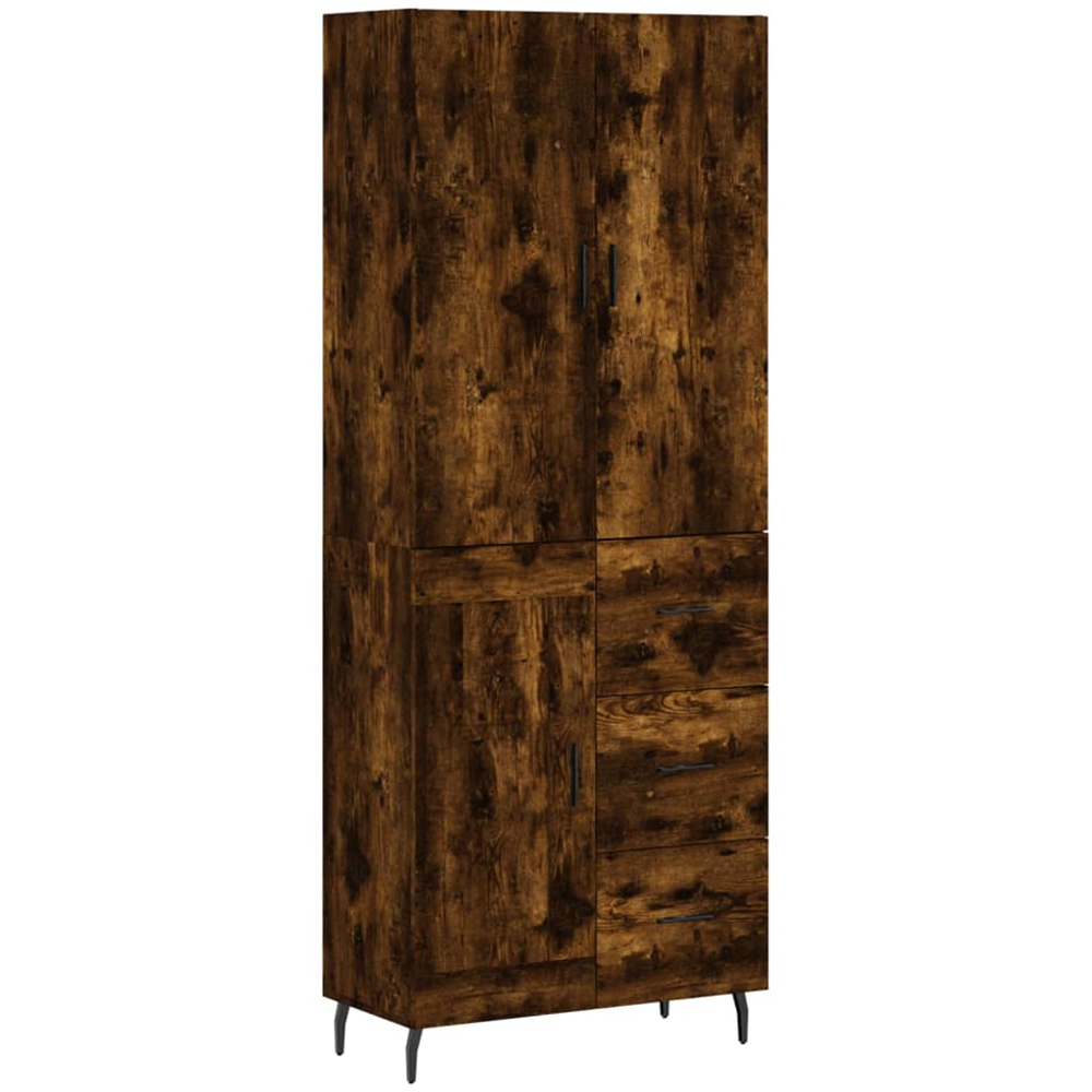 vidaXL 3 Door 3 Drawer Smoked Oak Highboard Image 2