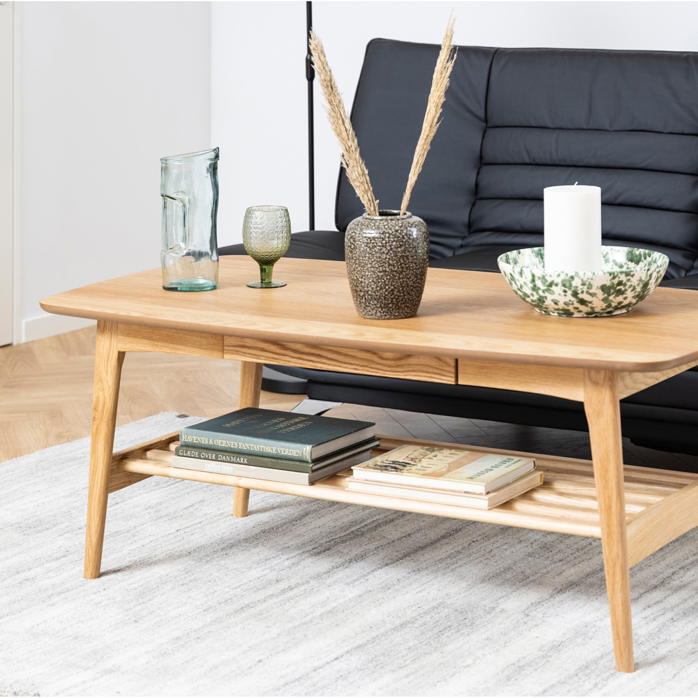 Florence Emma Single Drawer Single Shelf Oak Coffee Table Image 5
