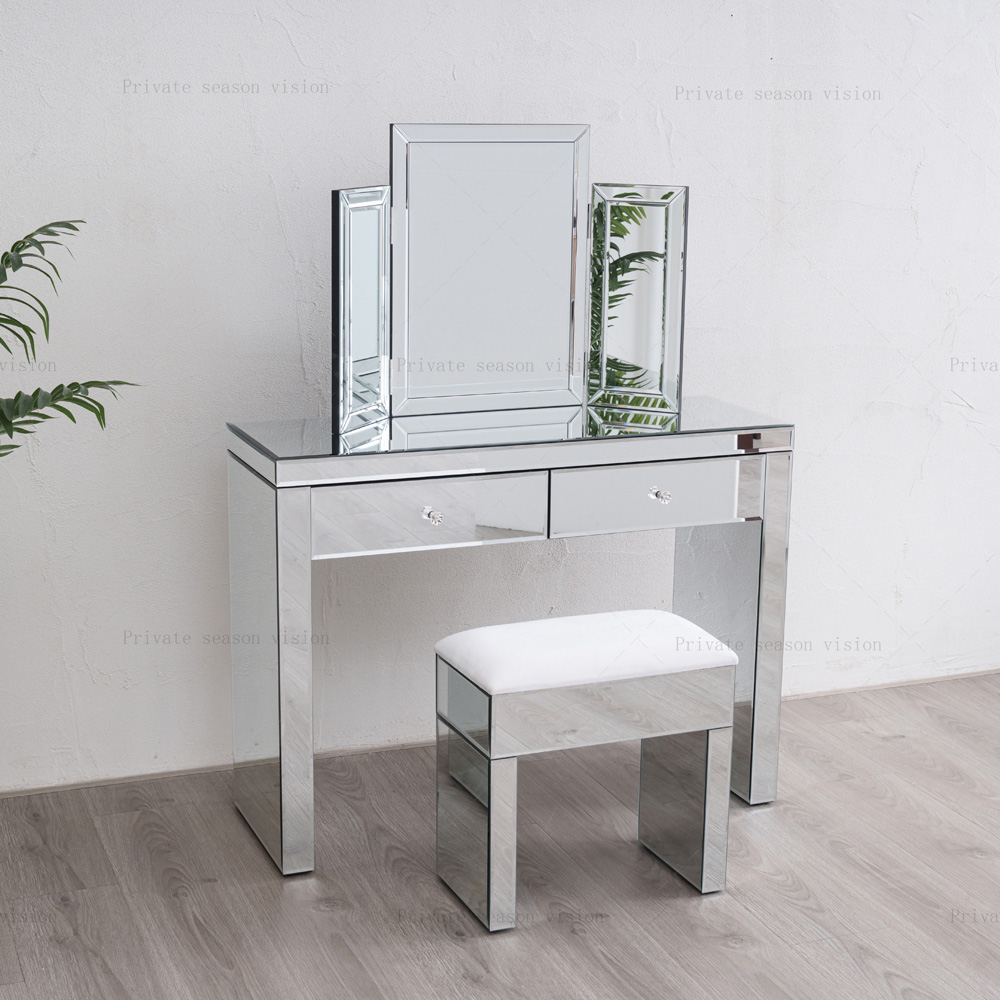 Comfy Living 2 Drawer Dressing Table Set with Mirror Image 4