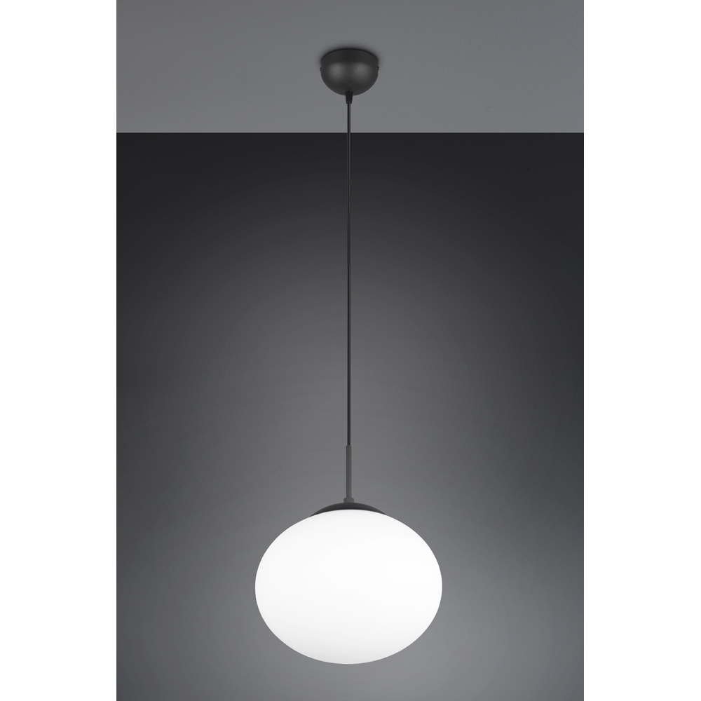 TRIO Fomento Matt Black and White Glass Ceiling Pendant Light Image 5