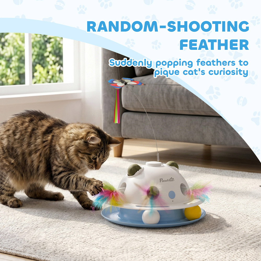 PawHut 4-in-1 Interactive Cat Toys with Butterfly and Catnip Ball Image 8
