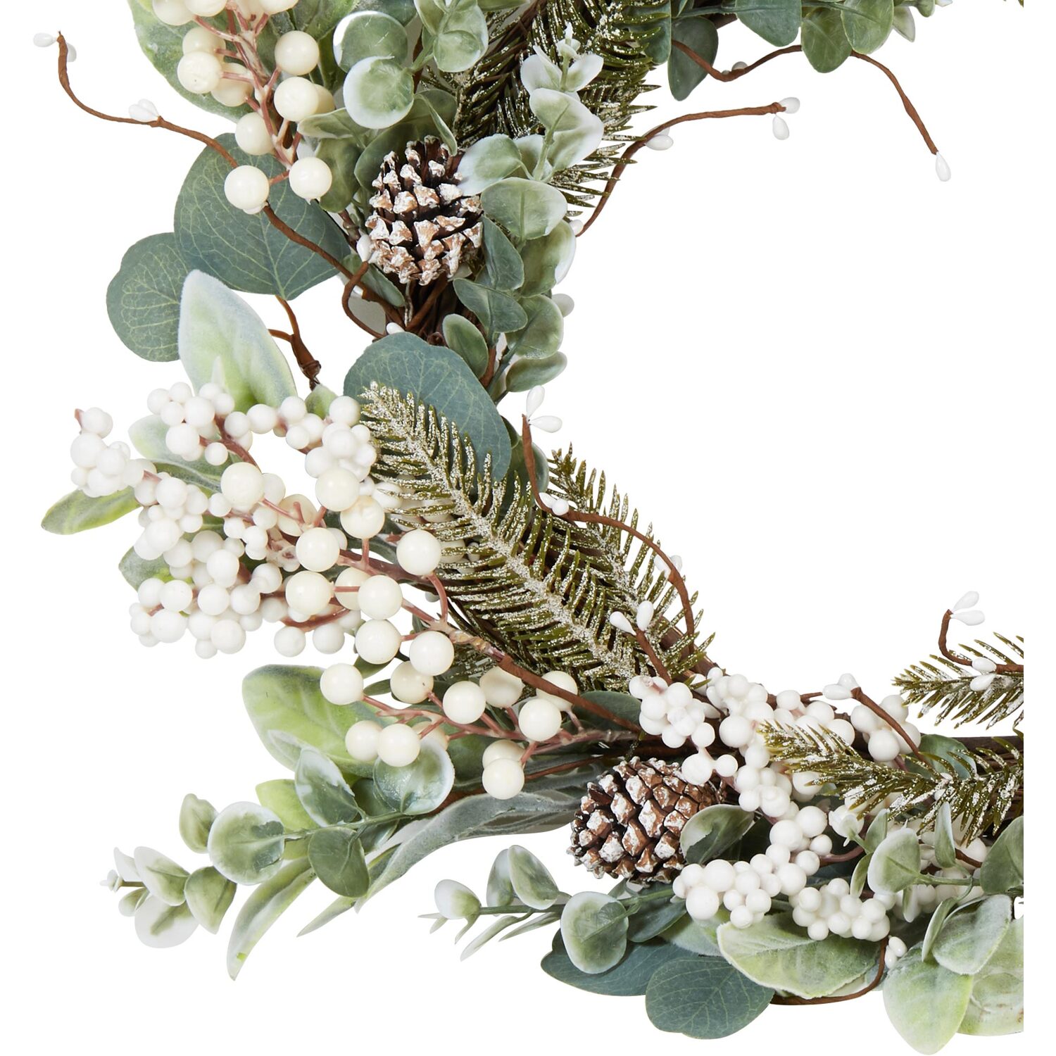 White Berry Eucalyptus Wreath - White Image 3
