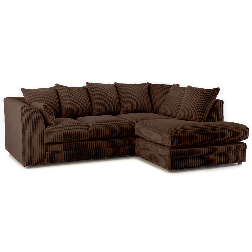Portland Canolo Luxury 3 Seater Chocolate Jumbo Cord Right Hand Corner Chaise Sofa Image 2
