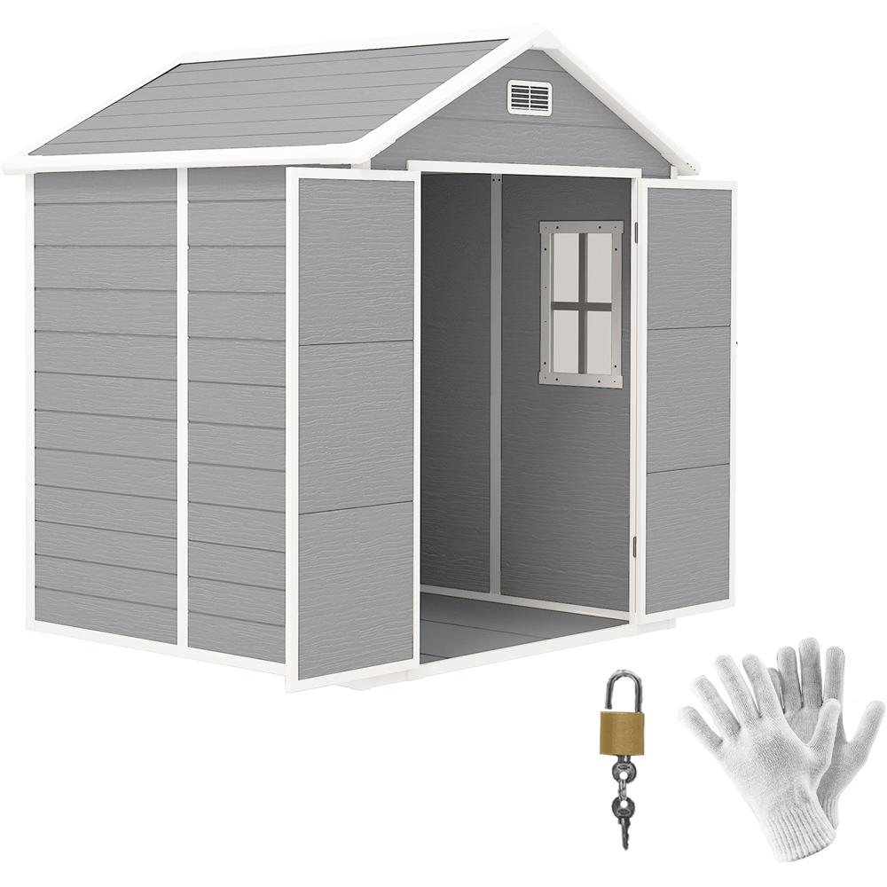 Outsunny 6 x 5ft Dark Grey Resin Garden Shed Image 4