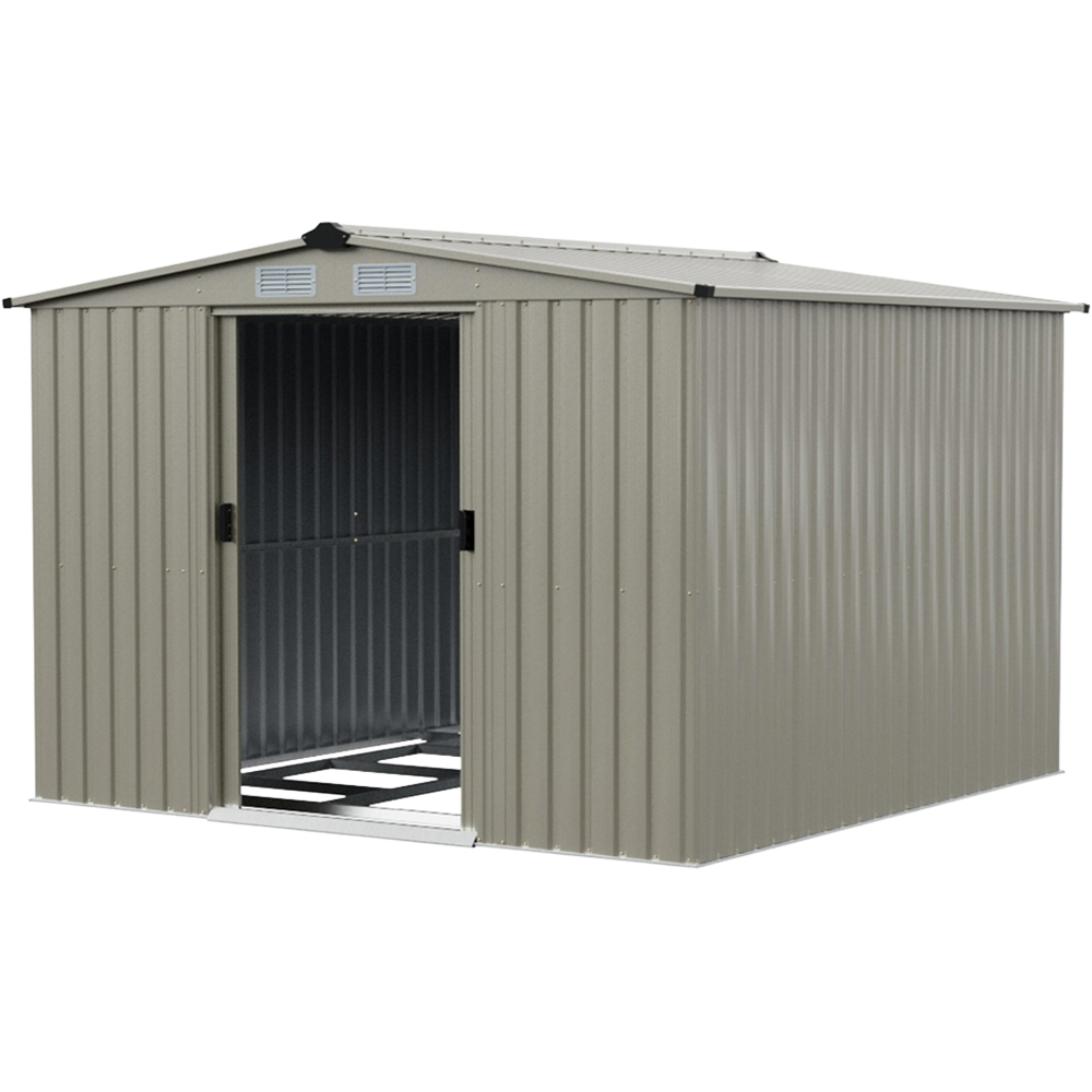 Living and Home 8 x 8ft Grey Metal Apex Garden Storage Shed with Foundation Image 4
