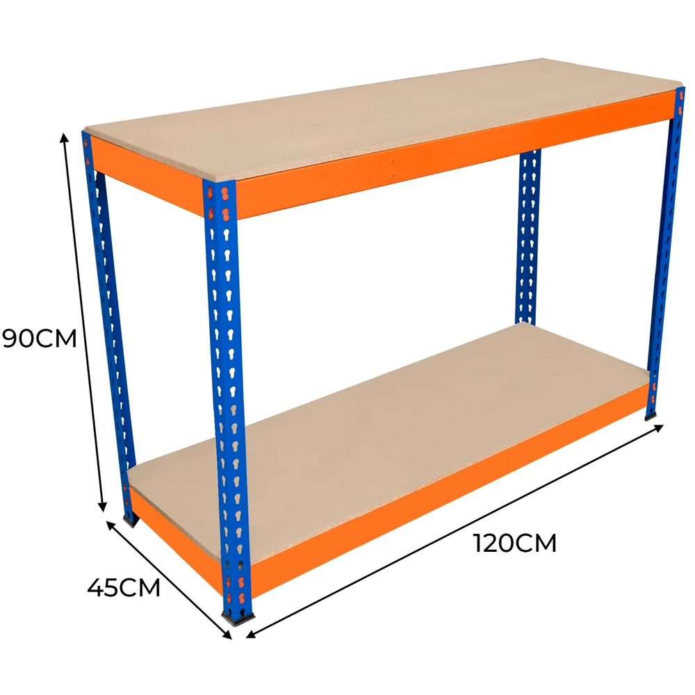 MonsterShop S-Rax 2 Shelf Blue and Orange Workbench 120 x 45cm Image 5