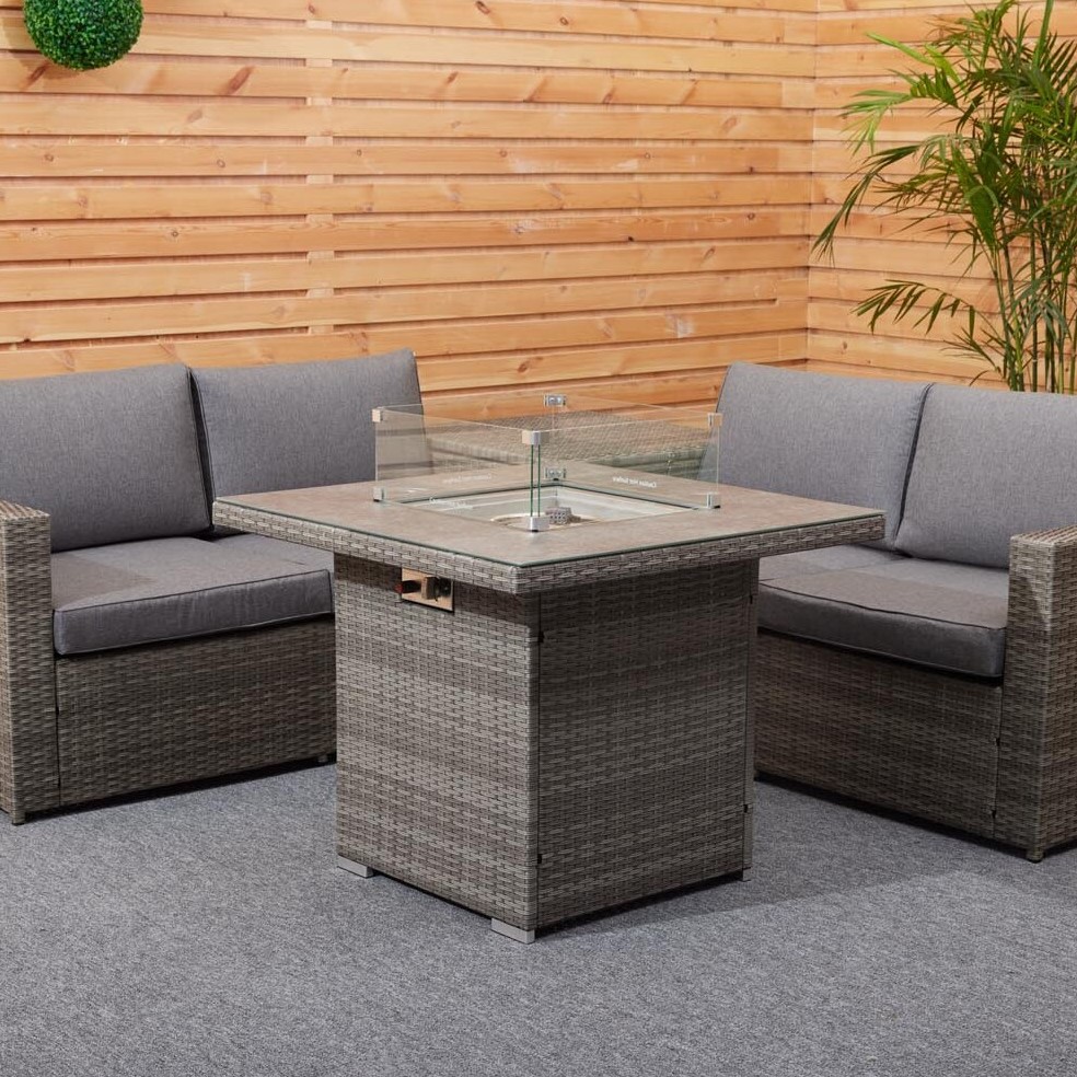 Malay Deluxe Malay New Hampshire 4 Seater Grey Conversation Firepit Lounge Set Image 1