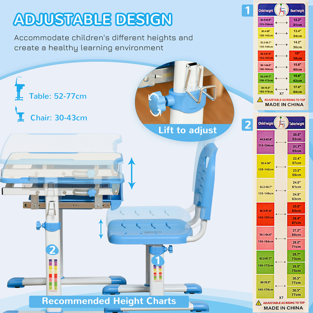 Playful Haven Blue Kids Desk and Chair Set Image 6