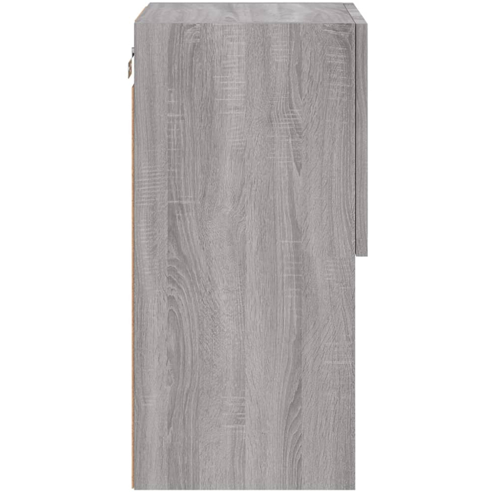 vidaXL Single Door 2 Shelf Grey Sonoma TV Cabinet with LED Lights Set of 2 Image 8