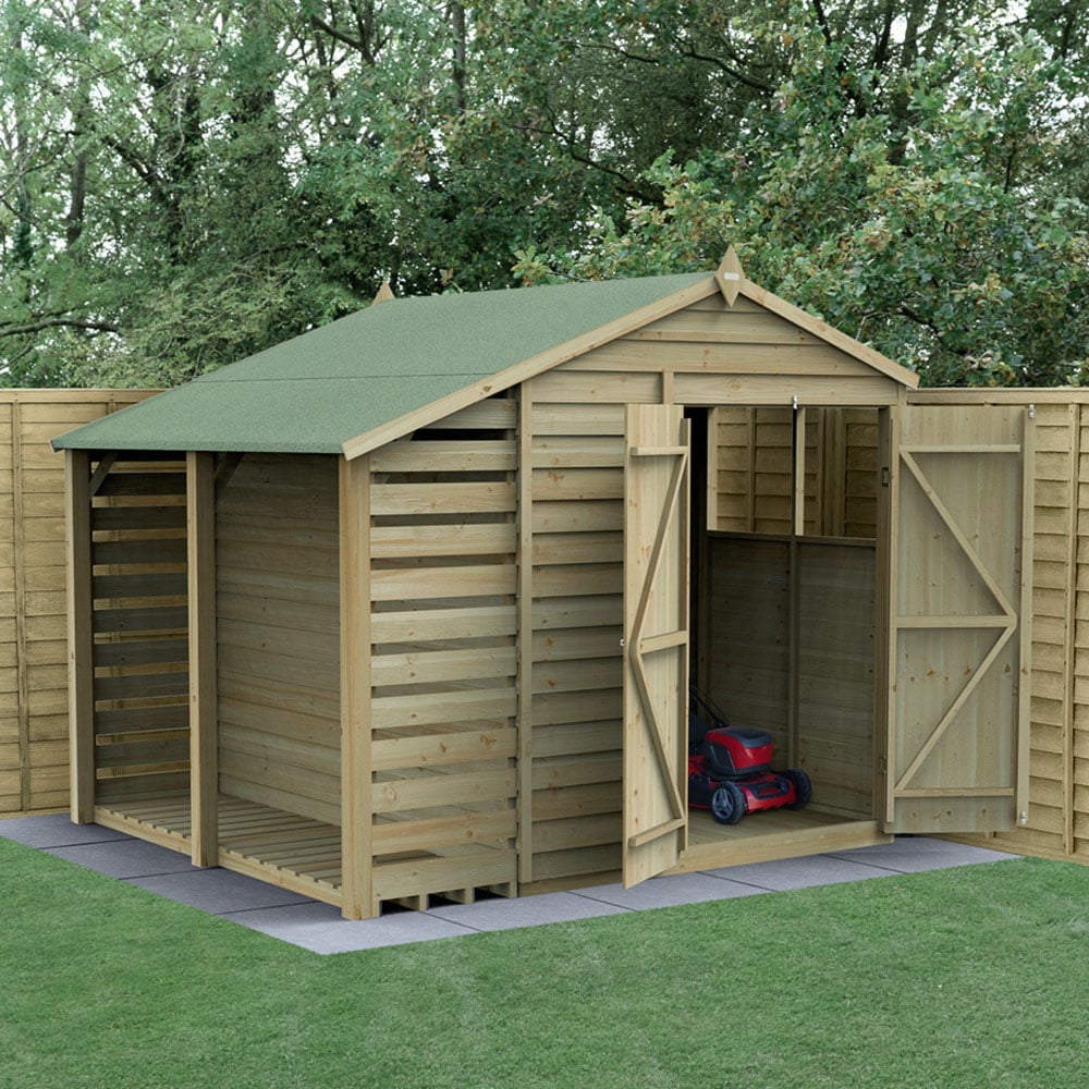 Forest Garden 4LIFE 6 x 8ft Double Door Lean To Apex Shed Image 2