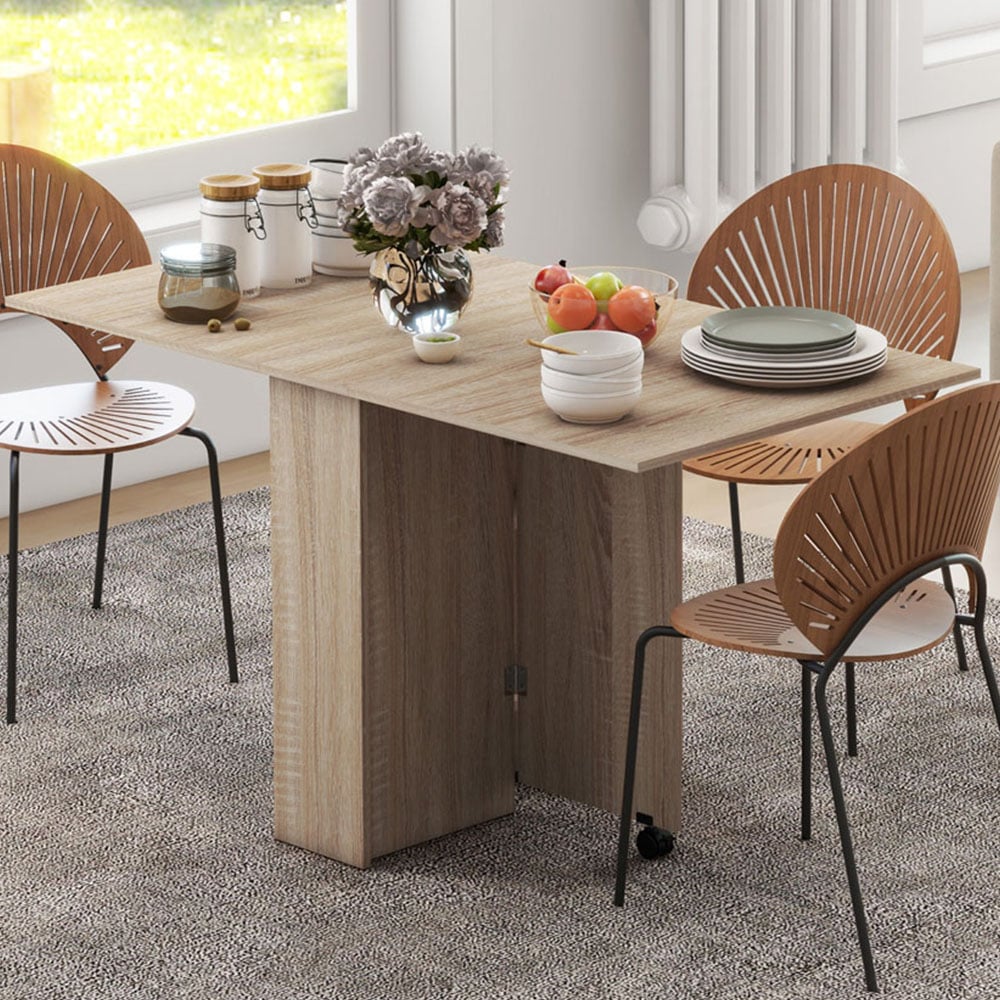 Portland Drop Leaf Folding Dining Table Natural Image 1