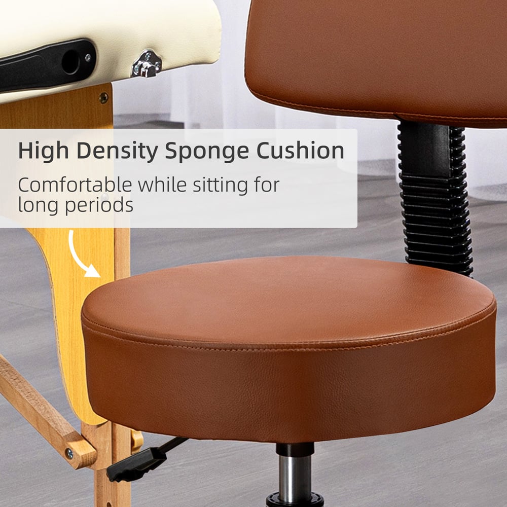 Portland Brown Adjustable Swivel Salon Chair with Padded Seat Image 5