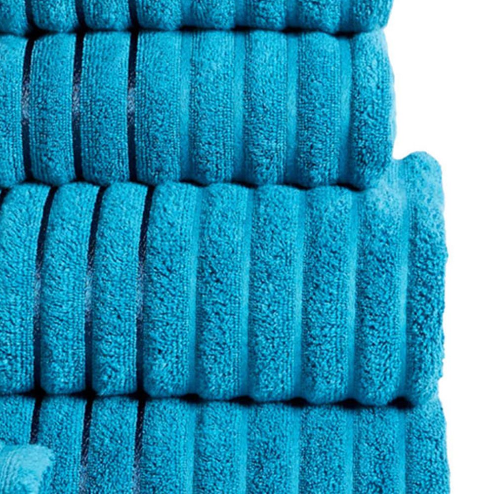 Rapport Home Teal Ribbed Cotton Bath Towel Image 3