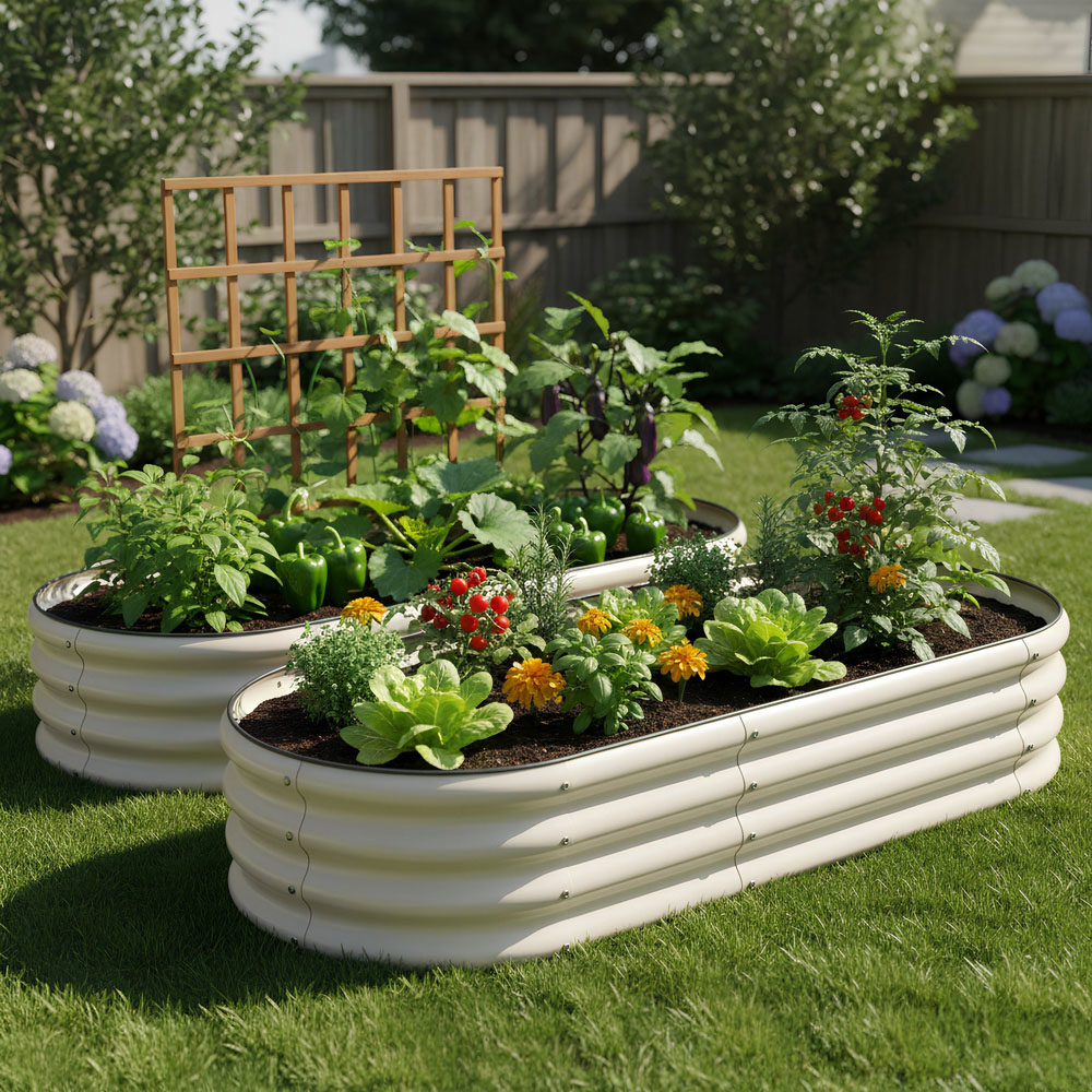 Harbour Housewares Ivory Rounded Galvanised Steel Raised Garden Bed 120 x 60cm Image 4
