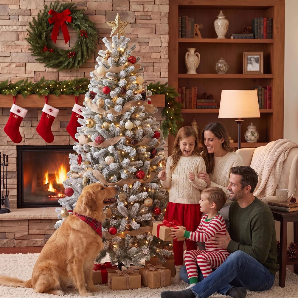 Festive Christmas Full White Frosted Fir Artificial Christmas Tree with Stand 6ft Image 4