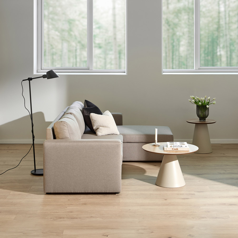 Florence Soli Oak and Grey Low Round Coffee Table 65 x 43cm Image 5