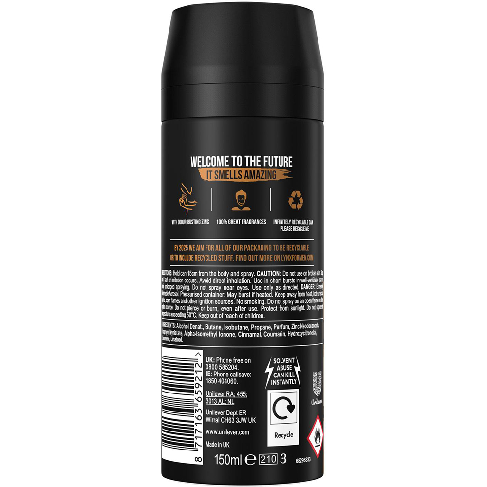 Lynx Collision Leather and Cookies 48H Protection Deodorant Body Spray 150ml 24 Pack Image 3