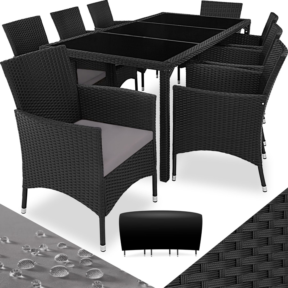 tectake Valencia Black and Grey 8 Seater Garden Dining Set Image 2