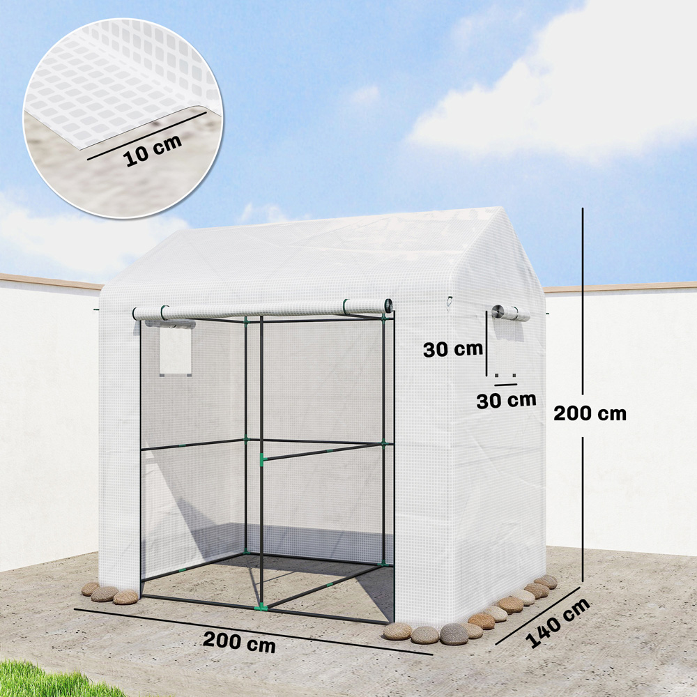 Outsunny White 6.5 x 4.5ft Walk-In Greenhouse with Mesh Windows Image 9